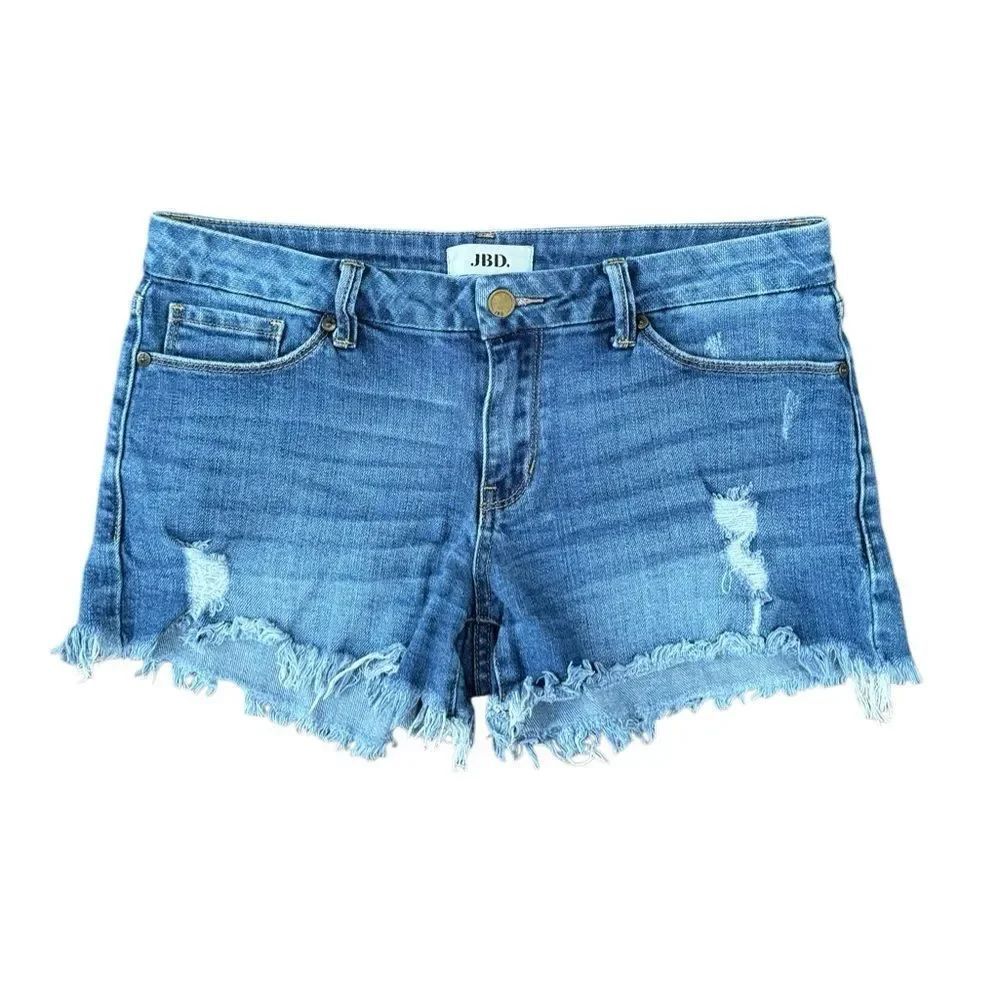 Just Black Denim Women's Blue Jean Raw Hem Shorts Size Large